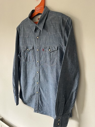 Levi’s Chambray Barstow Shirt M Western NOS BNWOT Vintage 2012 RARE Ivory Snaps - Picture 19 of 21