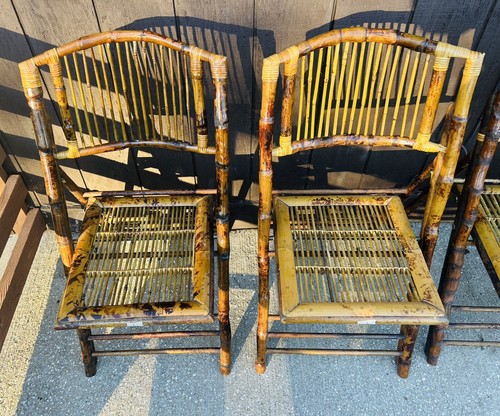 2 Vintage Bamboo and Rattan Folding Chairs, 1970’s Video Details - Picture 6 of 17