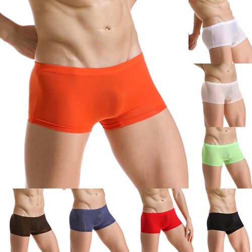 Men Ice Silk Briefs Seamless Comfy Boxer Shorts Bulge Pouch Underwear Underpants - Picture 2 of 32