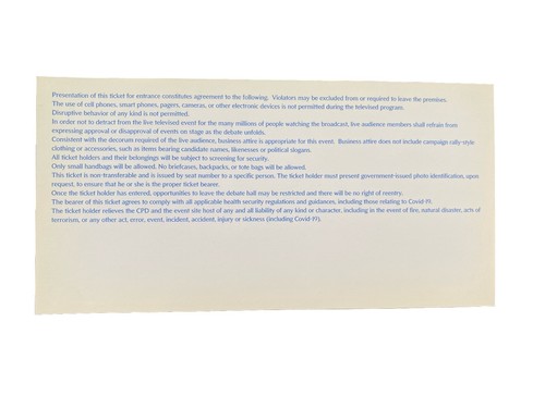 2020 3rd Presidential Debate Ticket President Donald Trump vs Joe Biden Belmont - Picture 2 of 2