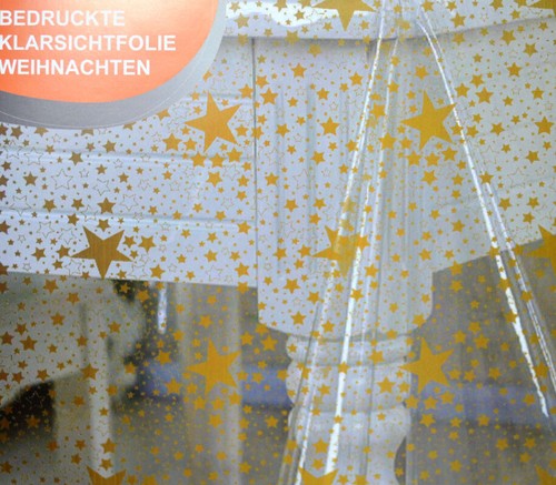 Glasklar-Tischfolie Sterne Gold von der Rolle 130 breit Meterware - Bild 2 von 3