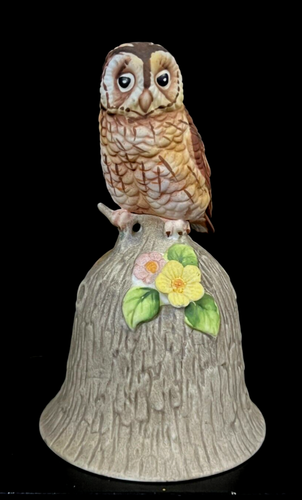 Vintage TOWLE Fine Bone China Owl Bird Bell Figurine - p