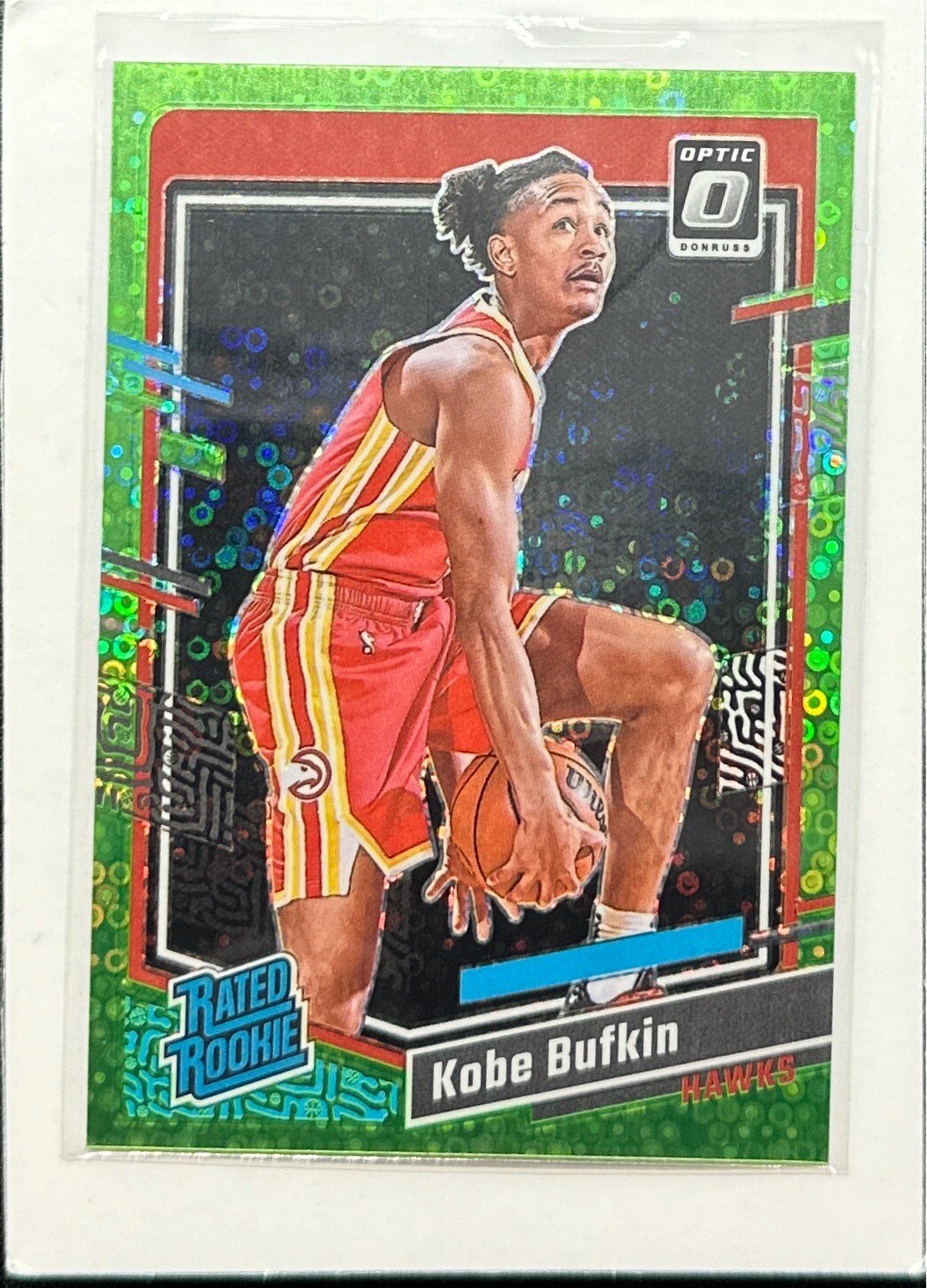 2023-24 Donruss Optic Kobe Bufkin Fast Break Green Prizm Rated Rookie #4/5 Hawks