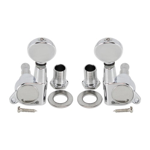 FLEOR Electric Guitar Tuning Pegs 3L3R Machine Head Tuners Closed Gears Chrome - Picture 5 of 9