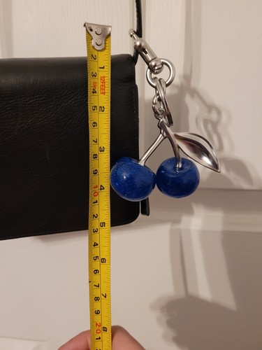 Llavero Bolso Moda Dije Resina Brillo y Metal Azul Cereza Llavero - Imagen 3 de 3
