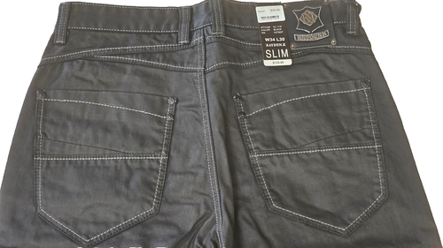 KAYDEN K. Men's Black Slim Fit 5 Pocket Denim Zip Fly Jeans Pants - Picture 2 of 6