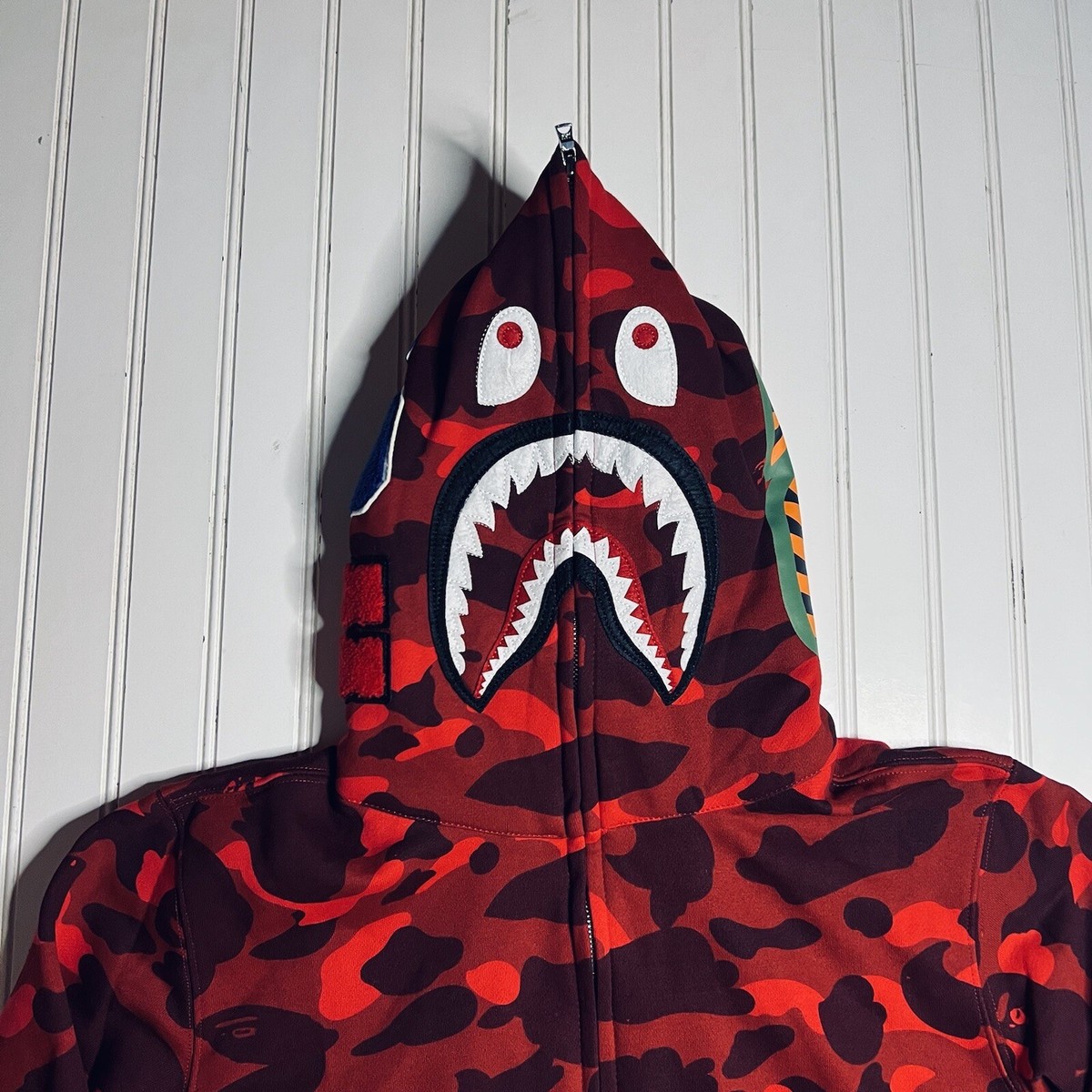 Bape Red Camo Shark Hoodie Size L | eBay