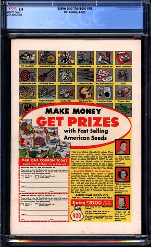 The Brave and the Bold #59 (1965) CGC 9.4 -- White pgs; 1st Batman team-up book - Bild 2 von 2