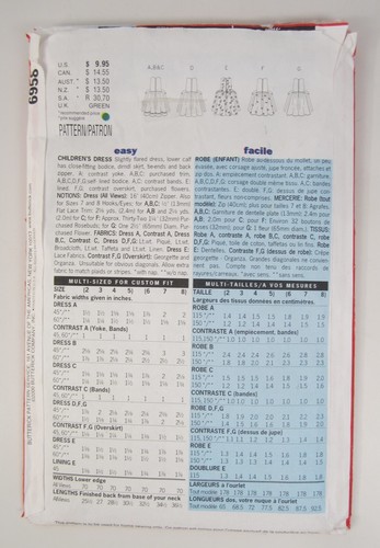 Butterick 6958 Schnittmuster Sew Easy Kinderkleid Gr. 2 - 5 ungeschnitten - Bild 2 von 4