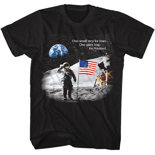 NASA Amerikanische Flagge Erde Sterne Astronaut Riesensprung für die Menschheit Herren T-Shirt - Bild 1 von 5