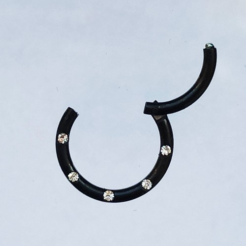 SEGMNENT SCHWARZ Piercing GOLD ZIRKONIA SEPTUM Nase Nasenpiercing Clicker sSex - Picture 14 of 18