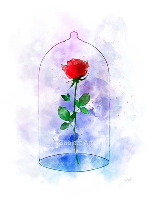 Art Print Enchanted Rose Illustration Beauty And The Beast Wall Art Disney Ebay