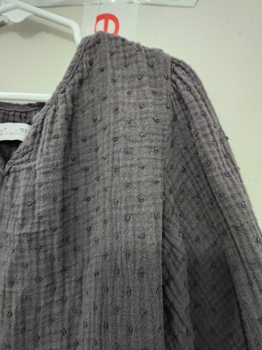 Zara Dress Girls 7 Gray Midi Maxi Flare Tier Gauze Swiss Clip Dot Cotton Solid - Picture 4 of 16