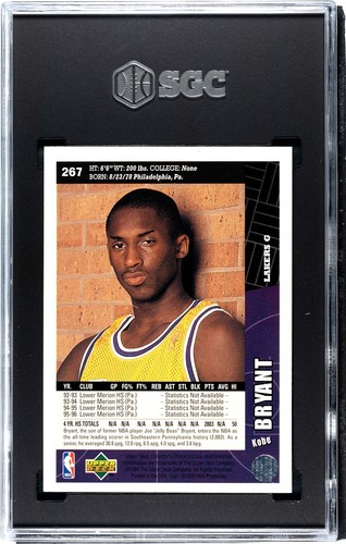 1996-97 Collectors Choice Kobe Bryant #267 Grado 8 Rookie Card Near Mint SGC  - Foto 2 di 2