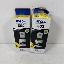 2X EPSON 502 EcoTank Genuine Ink Ultra-high Capacity Bottle Black 127ml EA