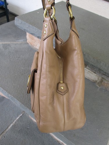COACH Campbell TAN Beige LEATHER Shoulder HOBO Bag Purse BRASS Buckle 2 Handles - Picture 7 of 20