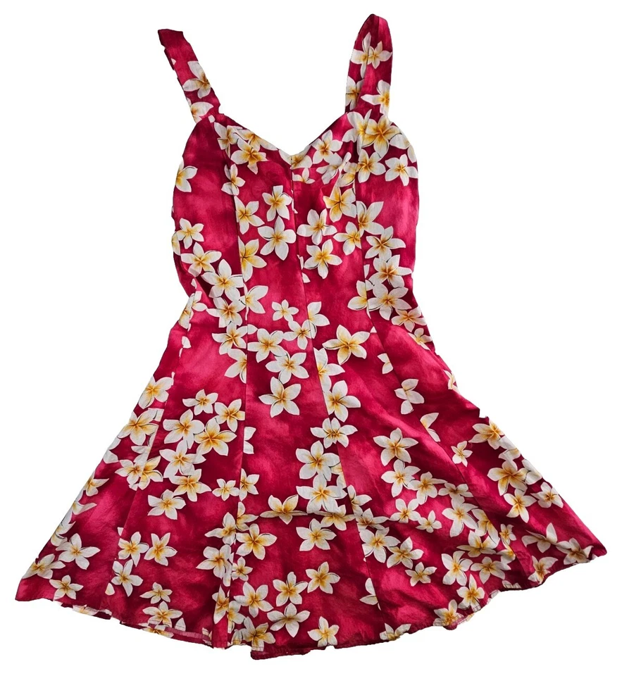 Royal Creations Sundress Women Large Pink Plumeria Hawaiian Flare Midi 80s Vtg - Image 2 of 4