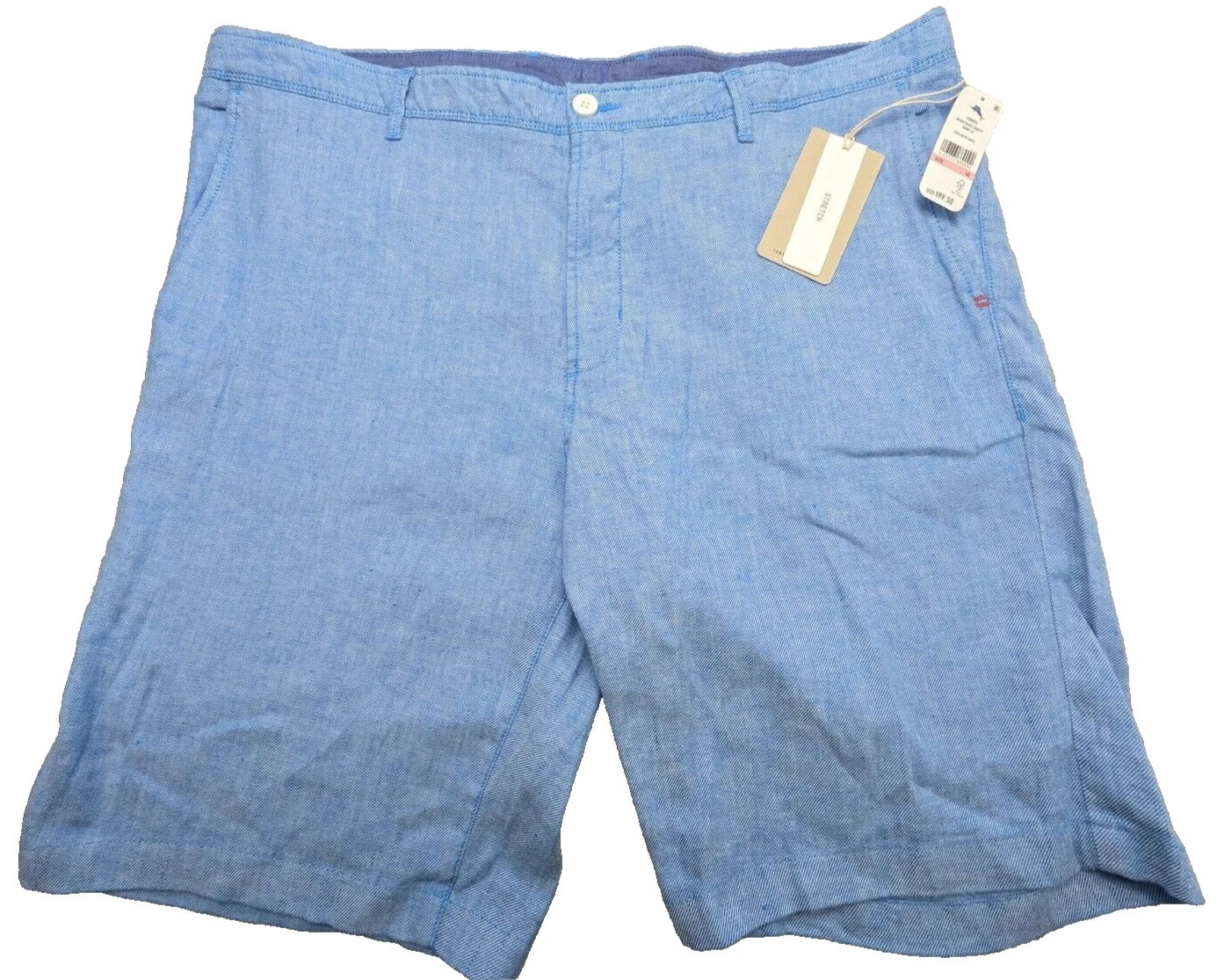 Tommy Bahama Shorts Mens 40W 10" Blue Linen Beach Coast Embroidered Logo $99