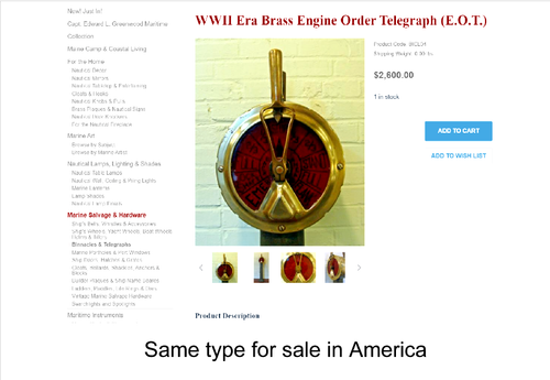 Antique Ships Telegraph. Brass - Picture 7 of 7