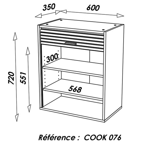 SIMMOB Küchenschrank Schrank Oberschrank Hängeschrank mit Rollladentür B 60 cm - Bild 18 von 18