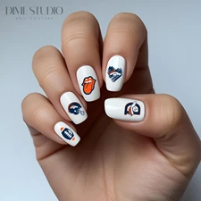 Denver Broncos  Football Nail Decals Water Transfer Clear Overlay Nail Art