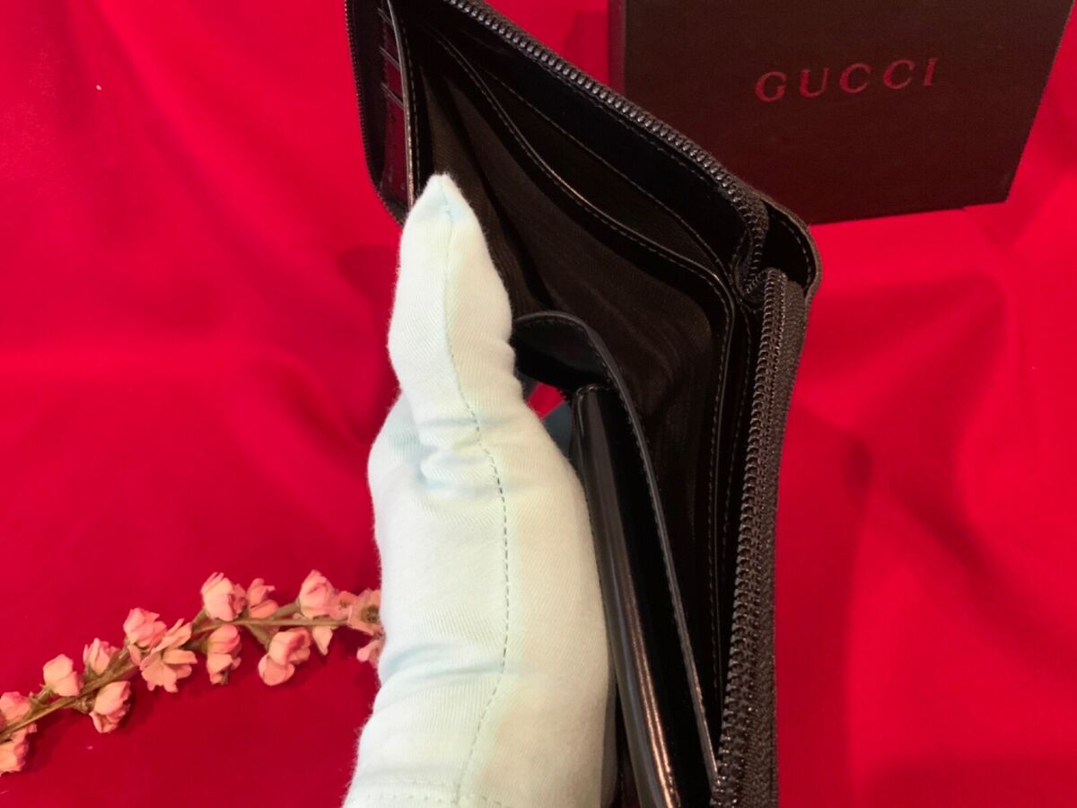NEW W/ ORIG BOX GUCCI WALLET MONOGRAM BLACK CANVAS/LEATHER NEW W/ ORIG BOX GUCCI WALLET MONOGRAM BLACK CANVAS/LEATHER