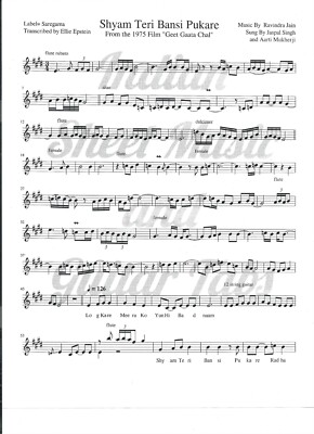 Shyam Teri Bansi Pukare Sheet Music 4 pages standard notation Geet Gaata Chal 