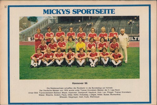 Mickys Sportseite Sammelbild: Hannover 96 (Mannschaftsfoto) Z 1-2