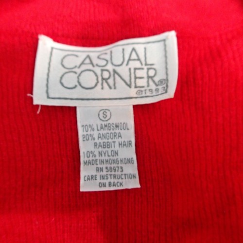 Casual Corner Christmas Holiday Cardigan Sweater s lambswool angora rabbit hair - Picture 6 of 12