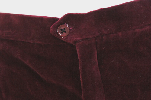 Pantaloni pantaloni vintage vita alta bordeaux velluto taglia X-Small retrò boho hippie - Foto 6 di 8