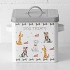 White & Grey Dog Treats 4 L Storage Tin Kitchen Biscuit Food Pantry Container