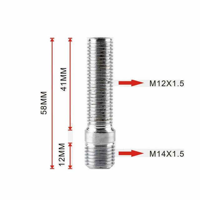 20PCS M14x1 5 TO M12x1 5 WHEEL STUD CONVERSION TALL LUG BOLTS TO STUDS 20pcs-m14x1-5-to-m12x1-5-wheel-stud-conversion-tall-lug-bolts-to-studs