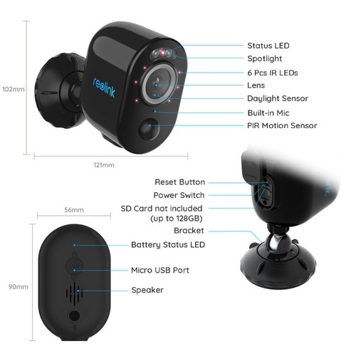 Reolink Argus 3+ Pro Solar Panel 5MP Home Wireless Security Camera 2.4/5GHz WiFi - Picture 11 of 12