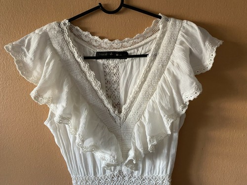 House of Harlow x Revolve Creme Mora Spitze gehäkelt Boho Maxikleid Größe XXS 2XS - Bild 5 von 7