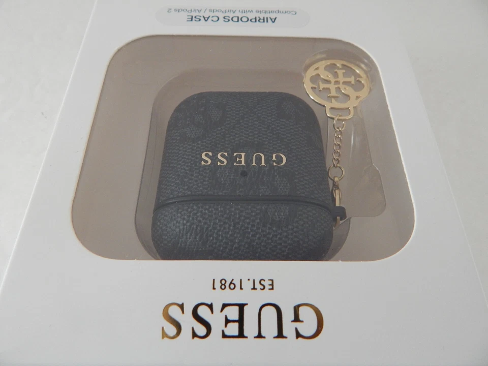 Funda de cuero Guess para Airpods 1ª y 2ª generación gris/dorado nueva Foto 3 de 4