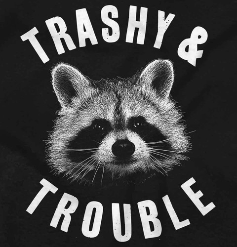 Trashy And Trouble Funny Raccoon Trash Panda Womens or Mens Crewneck T Shirt Tee - Picture 2 of 8