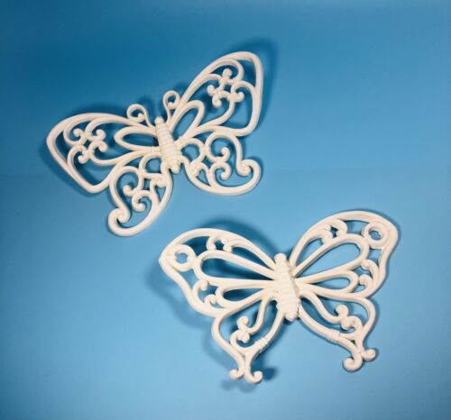 Set Of 2 Homco Rattan Wicker Look Butterfly Plastic Wall Decor Home Interiors - Picture 2 of 13