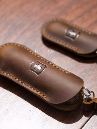 Leather Sheath Sleeve Knife Case Hand Stitched Swiss Army Knife Victorino Wigo - Picture 17 of 18
