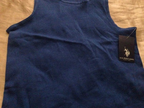NWT U.S.POLO ASSN. MONACO BLUE SLEEVELESS ORANGE PONY T-SHIRT MEN SZ MEDIUM - Picture 7 of 11