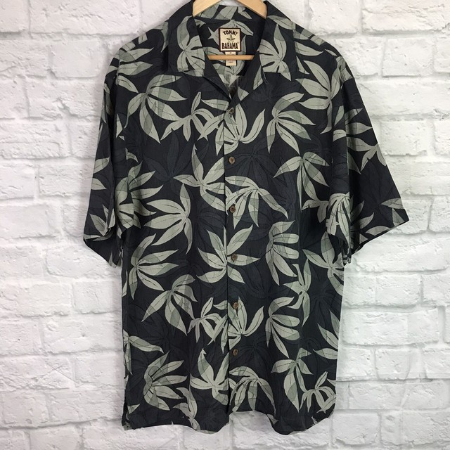 Tommy Bahama Men's Medium Shirt Silk Tropical Palm Leaf Print Gray Green | eBay