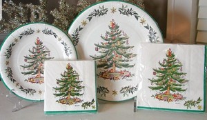 Spode Christmas Tree SEALED 3 PK Paper Guest Dinner Dessert Plates /& Napkins