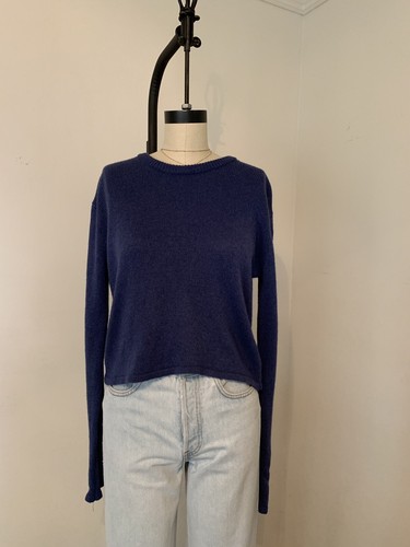 New! brandy melville Wool Blend Dark Blue crop Francesca sweater NWOT SZ S - Picture 1 of 6