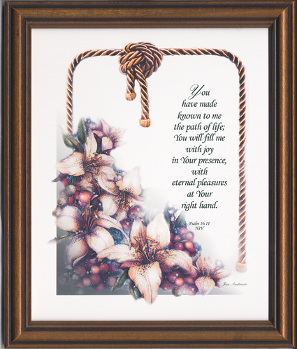 Jan Anderson gerahmter Psalm 16:11 biblisches Wandbild Bibelvers 9,5 x 11,25 Zoll - Bild 1 von 2