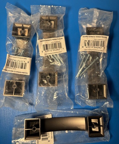 Set 4 Tiranti per Armadio Risorse Ferramenta Decorativa 5" Geometrico Peltro Spazzolato - Foto 4 di 7