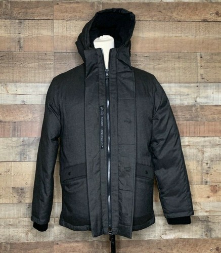Cole Haan Mens Charcoal Gray Zipper Front Down Hooded Bomber Jacket Coat Size M - Picture 3 of 10