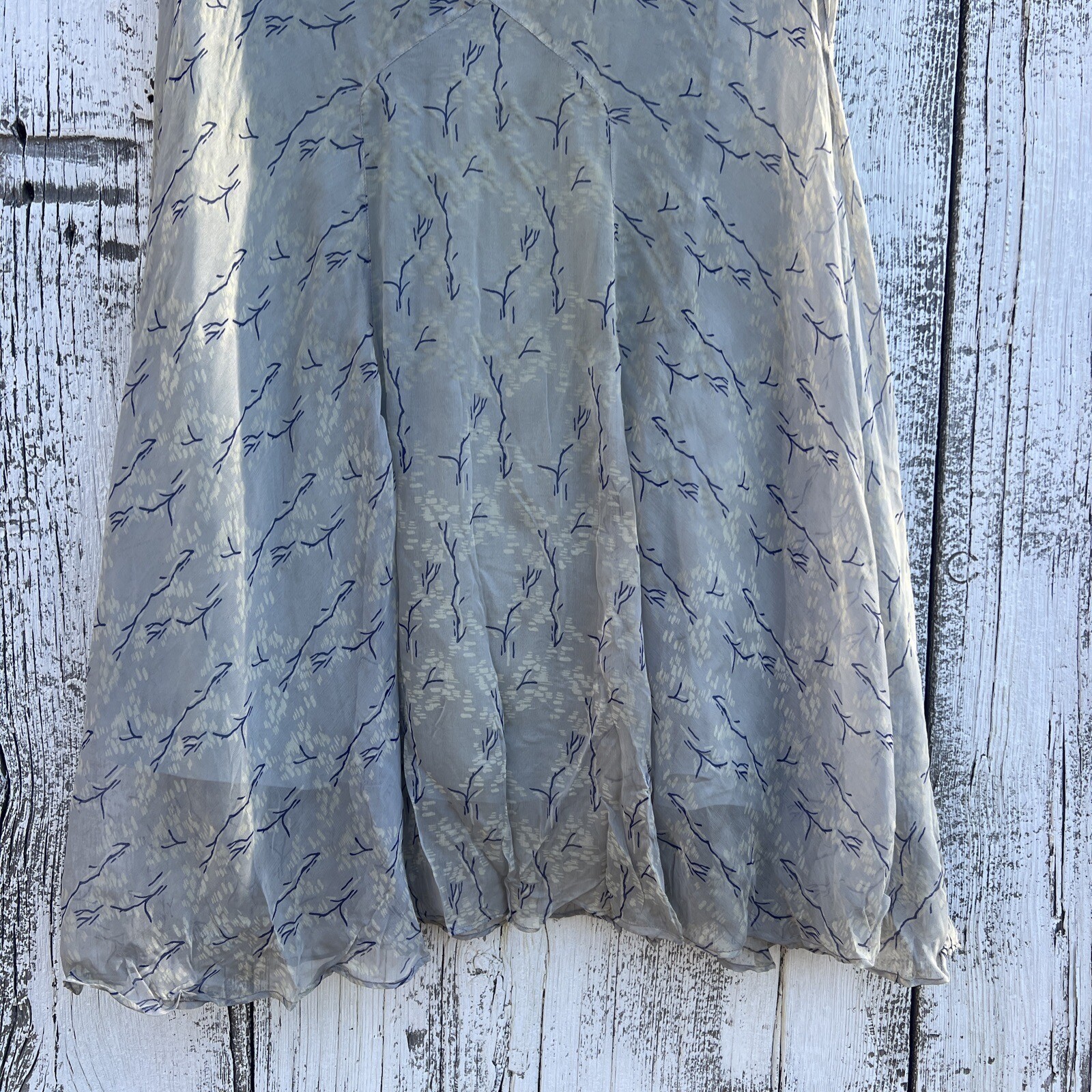 Vintage 1930s Baby Blue Branch Print Rayon Dress … - image 16