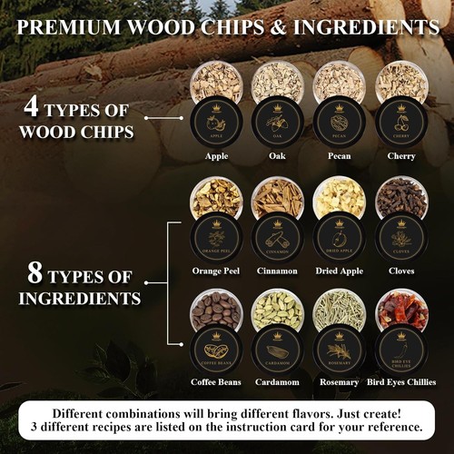 DIY Whiskey Infusion Kit with 8 Flavors & 4 Wood Chips | Unique Gift for Him - Picture 5 of 8