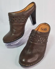 Euro Soft by Sofft Carris Womens Size 6M Brown Leather Mule Clogs Slip-On Pumps