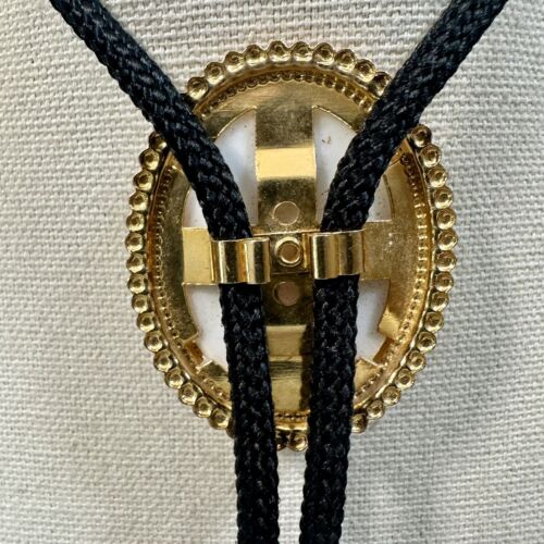Stunning Vintage Fragonard Porcelain Gold Tone Bolo Tie  - Picture 12 of 12