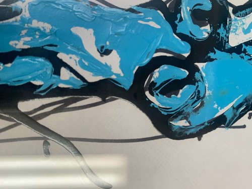 Anthony Eve Kemp Original Ink on Paper Blue Woman Framed under glass 11" x 6" - Picture 20 of 24